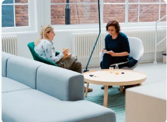 Intake consultation in a quiet therapy room